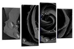 LR Floral Rose Wall Art Picture Grey Black Flower Framed Canvas Split Panel Print