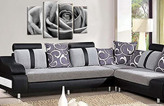 LR Floral Grey Rose Love Art Picture Grey White Flower Home Wall Canvas Split Panel Print