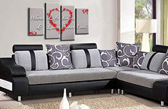 LR Love Quote Wall Art Picture Red Grey Heart Life Home Framed Split Panel Print Ready to Hang