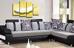 LR Abstract Wall Art Print Yellow Grey White Feather Love Framed Split Canvas Picture Ready to Hang