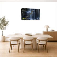 LR Waterfall Forest Wall Art Picture Framed Canvas Print | Ready to Hang | Modern Wall Art for Living Room, Bedroom & Office