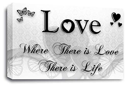 LR Love Quote Wall Art Canvas Black White Framed Home Family Picture Print Ready to Hang
