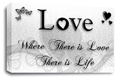 LR Love Quote Wall Art Canvas Black White Framed Home Family Picture Print Ready to Hang