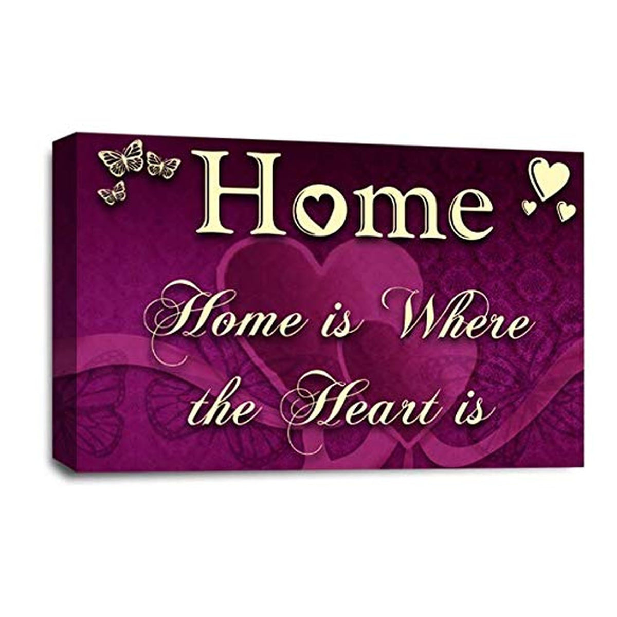 LR Love Wall Art Picture – Purple & Cream Quote Framed Canvas Print | Ready to Hang | Modern Wall Art for Living Room, Bedroom & Office