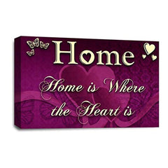 LR Love Wall Art Picture – Purple & Cream Quote Framed Canvas Print | Ready to Hang | Modern Wall Art for Living Room, Bedroom & Office