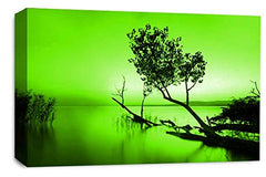 LR Seascape Wall Art Print Green Grey Sunset Landscape Framed Canvas Picture Ready to Hang