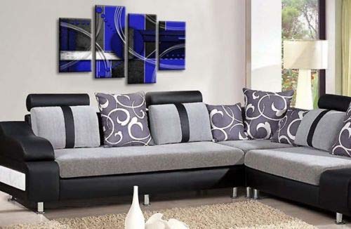 LR Abstract Wall Art Canvas Picture Blue White Grey Circles Home Framed Split Panel Print Ready to Hang