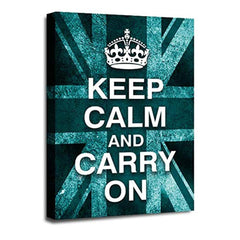 LR Keep Calm Wall Art Picture – Teal & White Typography Framed Canvas Print | Ready to Hang | Modern Wall Art for Living Room, Bedroom & Office
