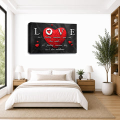 LR Love Quote Wall Art Picture – Grey & Red Framed Canvas Print | Ready to Hang | Modern Wall Art for Living Room, Bedroom & Office