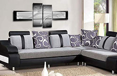 LR Abstract Wall Art Canvas Picture Grey Black White Squares Large Home Split Panel Print Ready to Hang
