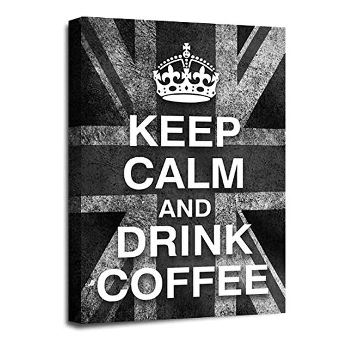 LR Keep Calm Wall Art Picture – Grey & White Typography Framed Canvas Print | Ready to Hang | Modern Wall Art for Living Room, Bedroom & Office