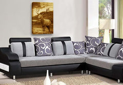LR Highland Stag Canvas Wall Art Picture Scottish Animal Framed Print Ready to Hang Sepia Brown