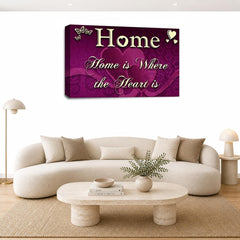 LR Love Wall Art Picture – Purple & Cream Quote Framed Canvas Print | Ready to Hang | Modern Wall Art for Living Room, Bedroom & Office