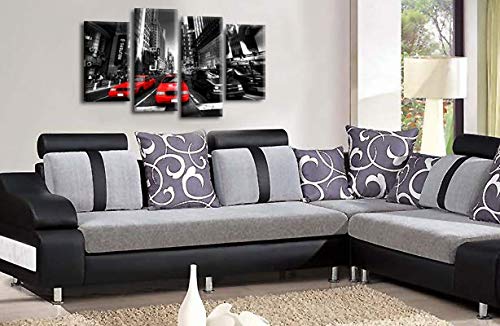 LR New York Taxi Wall Art Picture Red Black Grey City Cab Framed Split Canvas Print Ready to Hang