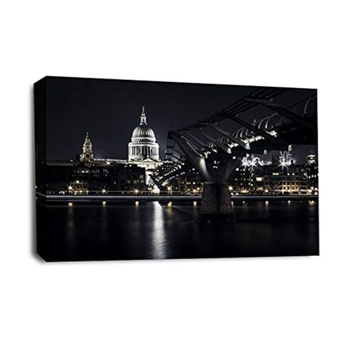 LR London Saint Pauls Cathedral Wall Art Picture – Cityscape Framed Canvas Print | Ready to Hang | Modern Wall Art for Living Room, Bedroom & Office