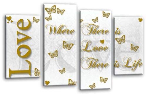 LR Love Quote Wall Art Picture Gold White Family Framed Split Panel Print Ready to Hang