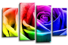 LR Floral Rainbow Rose Wall Art Picture Love Flower Home Canvas Split Panel Print Framed Ready to Hang