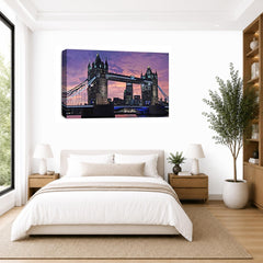 LR London Bridge Wall Art Picture – Cityscape Framed Canvas Print | Ready to Hang | Modern Wall Art for Living Room, Bedroom & Office