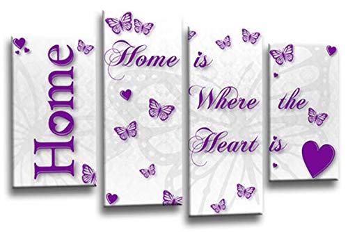 LR Love Quote Home Wall Art Picture Purple White Family Framed Split Panel Print Ready to Hang