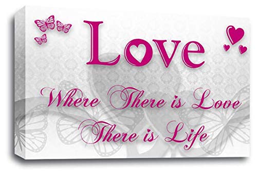 LR Love Quote Wall Art Picture – Pink & White Framed Canvas Print | Ready to Hang | Modern Wall Art for Living Room, Bedroom & Office