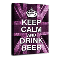 LR Keep Calm Wall Art Picture – Purple & White Typography Framed Canvas Print | Ready to Hang | Modern Wall Art for Living Room, Bedroom & Office