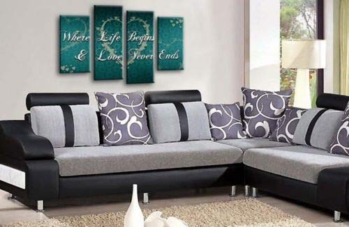 LR Love Quote Wall Art Picture Teal Grey Heart Life Home Framed Split Panel Print Ready to Hang
