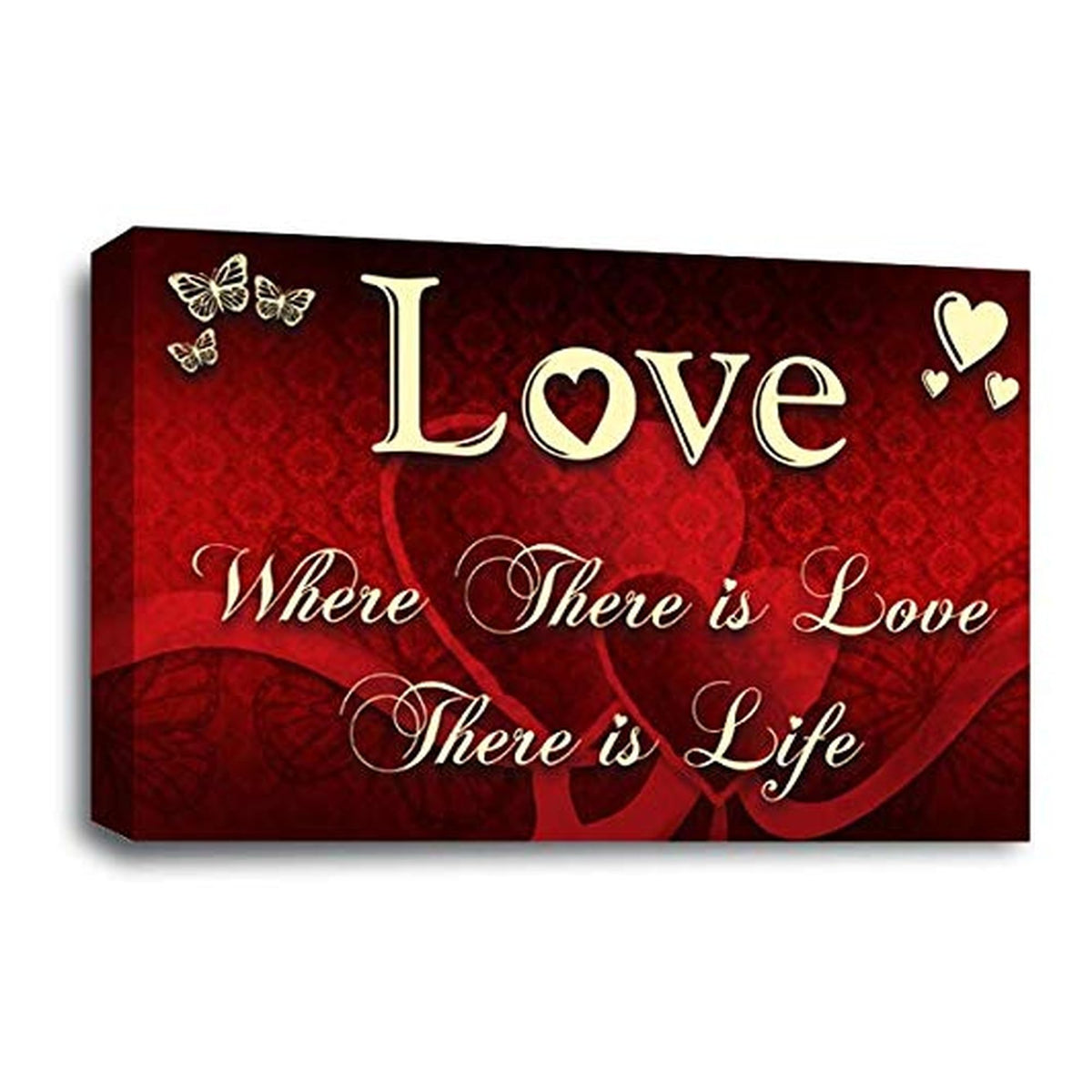 LR Love Quote Wall Art Picture – Red & Cream Framed Canvas Print | Ready to Hang | Modern Wall Art for Living Room, Bedroom & Office