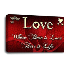 LR Love Quote Wall Art Picture – Red & Cream Framed Canvas Print | Ready to Hang | Modern Wall Art for Living Room, Bedroom & Office
