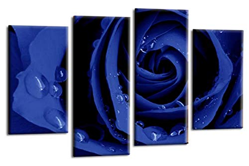 LR Floral Grey Rose Wall Art Picture Grey Blue Flower Framed Canvas Split Panel Print