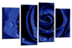 LR Floral Grey Rose Wall Art Picture Grey Blue Flower Framed Canvas Split Panel Print