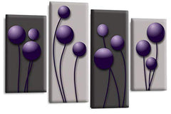 LR Purple Floral Rose Wall Art Picture Grey Abstract Flower Love Framed Split Panel Print Ready to Hang