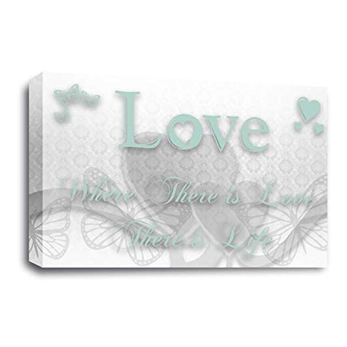 LR Love Quote Wall Art Picture – White & Duck Egg Framed Canvas Print | Ready to Hang | Modern Wall Art for Living Room, Bedroom & Office