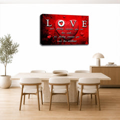 LR Love Quote Wall Art Picture – Grey & Red Framed Canvas Print | Ready to Hang | Modern Wall Art for Living Room, Bedroom & Office