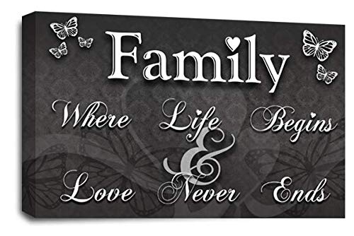 LR Family Love Quote Wall Art Picture Grey White Framed Canvas Home Panel Print Ready to Hang