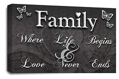 LR Family Love Quote Wall Art Picture Grey White Framed Canvas Home Panel Print Ready to Hang