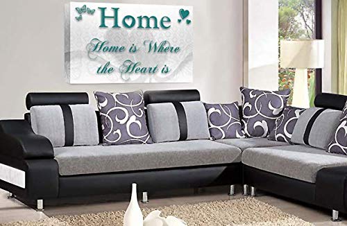 LR Home Love Quote Wall Art Canvas Teal White Framed Family Picture Print Ready to Hang