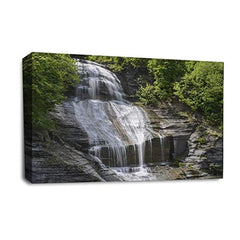 LR Waterfall Forest Wall Art Picture Framed Canvas Print | Ready to Hang | Modern Wall Art for Living Room, Bedroom & Office