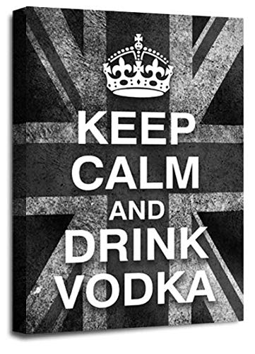 LR Keep Calm Wall Art Canvas Picture Drink Vodka Grey White Union Jack Home Framed Panel Print Ready to Hang