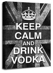 LR Keep Calm Wall Art Canvas Picture Drink Vodka Grey White Union Jack Home Framed Panel Print Ready to Hang