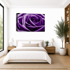 LR Floral Rose Wall Art Picture – Purple Framed Canvas Print | Ready to Hang | Modern Wall Art for Living Room, Bedroom & Office