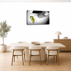 LR Ferrari Sports Car Wall Art Picture – Silver Framed Canvas Print | Ready to Hang | Modern Wall Art for Living Room, Bedroom & Office