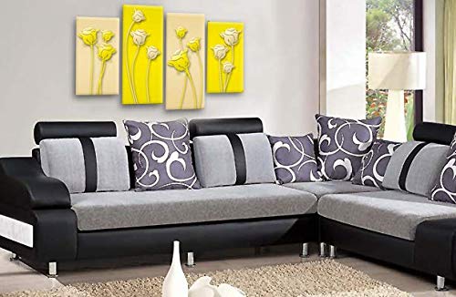 LR Floral Rose Canvas Art Picture Yellow Cream Flower Love Framed Split Panel Print