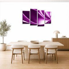 LR Purple Abstract Wall Art Picture – Black & White Modern Framed 4 Panel Split Canvas Print | Ready to Hang | Modern Wall Art for Living Room, Bedroom & Office