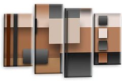 LR Grey Abstract Wall Art Picture Cream Squares Checks Framed Canvas Split Print Ready to Hang