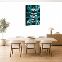 LR Keep Calm Wall Art Picture – Teal & White Typography Framed Canvas Print | Ready to Hang | Modern Wall Art for Living Room, Bedroom & Office