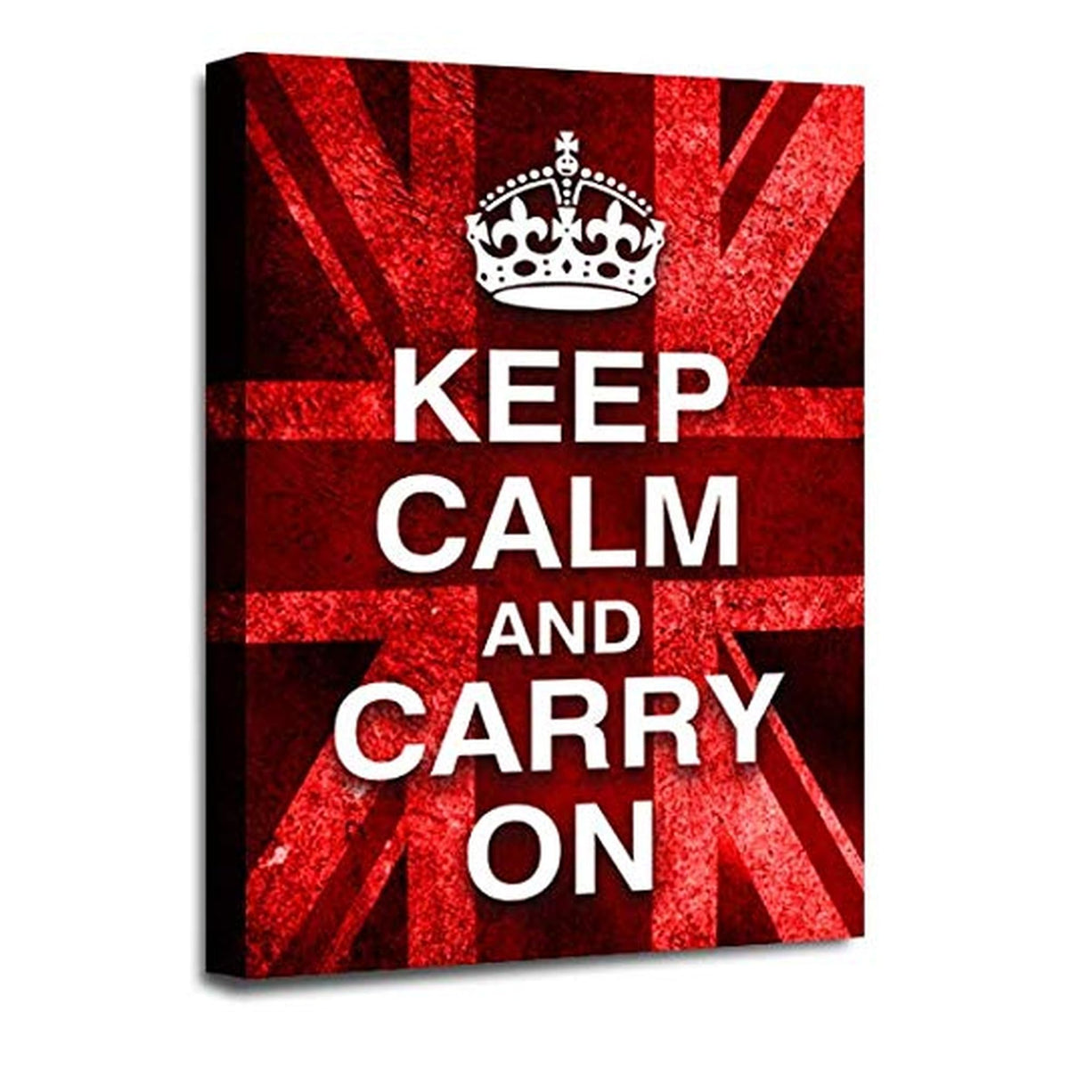 LR Keep Calm Wall Art Picture – Red & White Typography Framed Canvas Print | Ready to Hang | Modern Wall Art for Living Room, Bedroom & Office