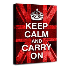 LR Keep Calm Wall Art Picture – Red & White Typography Framed Canvas Print | Ready to Hang | Modern Wall Art for Living Room, Bedroom & Office