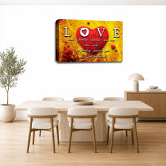 LR Love Quote Wall Art Picture – Red & Yellow Framed Canvas Print | Ready to Hang | Modern Wall Art for Living Room, Bedroom & Office