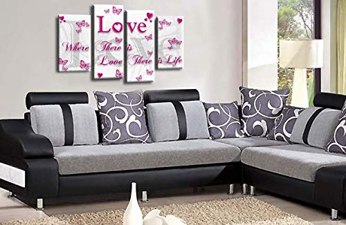 LR Love Quote Canvas Art Picture White Pink Grey Family Home Split Wall Panel Print