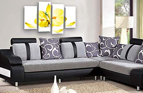 LR Floral Rose Orchid Wall Art Picture Yellow White Flower Framed Canvas Split Print Ready to Hang